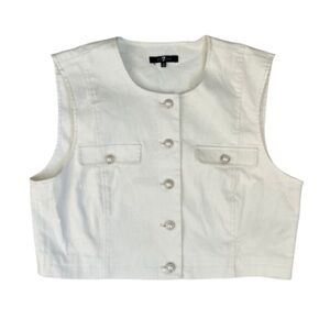 7 For All Mankind Cropped Denim  Button-Up Vest